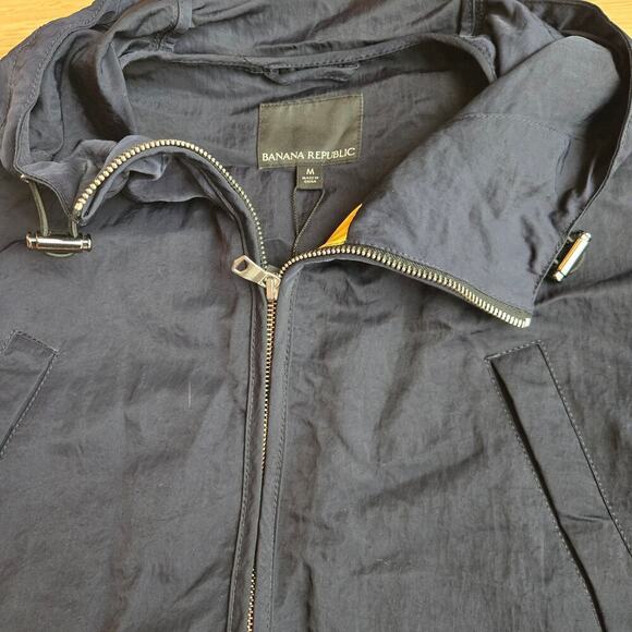 NWT Banana Republic Mens BR ARCHIVES Hooded Zip Nylon Jacket Size M Navy Blue - Picture 5 of 12